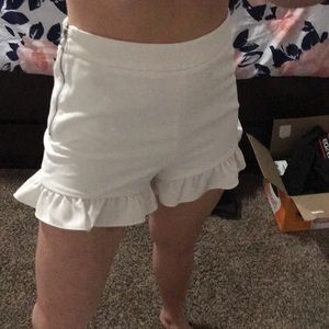Dillard’s white ruffle shorts